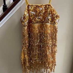 Large Child Sparkly Gold Dance Costume